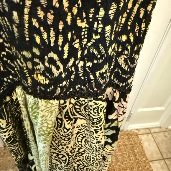 Santiki Boho Tropical Floral Print Patchwork Halter Sundress L - Picture 5 of 15